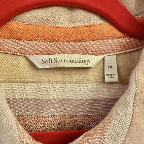 Soft Surroundings Maddalena‎ Metallic Striped Button Down Shirt in Size XL - Picture 6 of 16